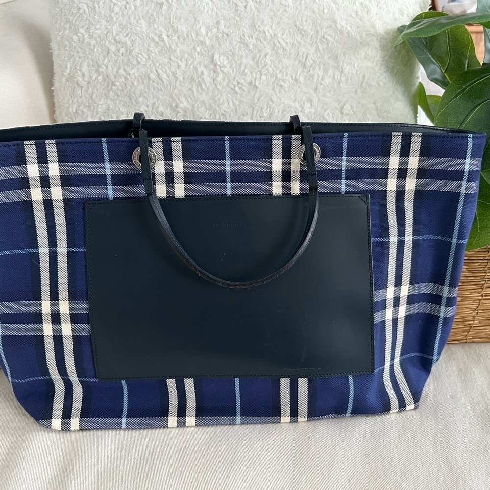 Burberry London Blue Check Tote Bag